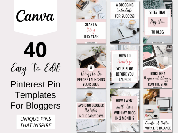 Download Pinterest Template for Canva Pink - Premium Bundle